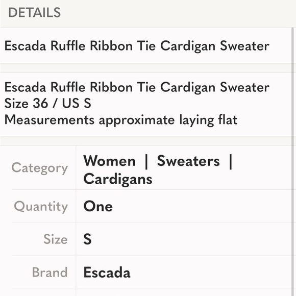 Escada Ruffle Front Ribbon Tie Cardigan Sweater - Picture 9 of 10